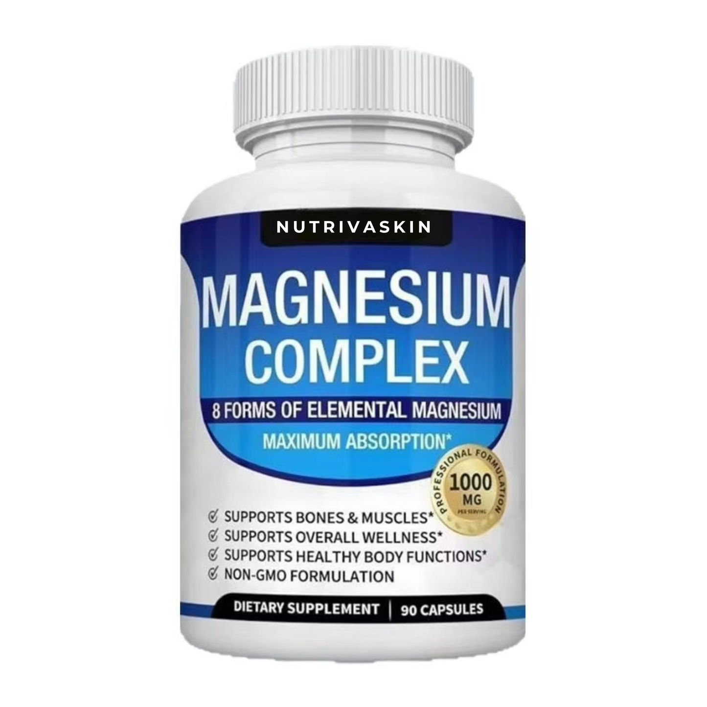 NutrivaSkin™ Magnesium Complex (8-in-1, 1000mg, 90 Capsules)
