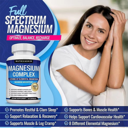 NutrivaSkin™ Magnesium Complex (8-in-1, 1000mg, 90 Capsules)