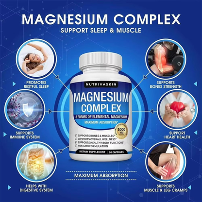 NutrivaSkin™ Magnesium Complex (8-in-1, 1000mg, 90 Capsules)